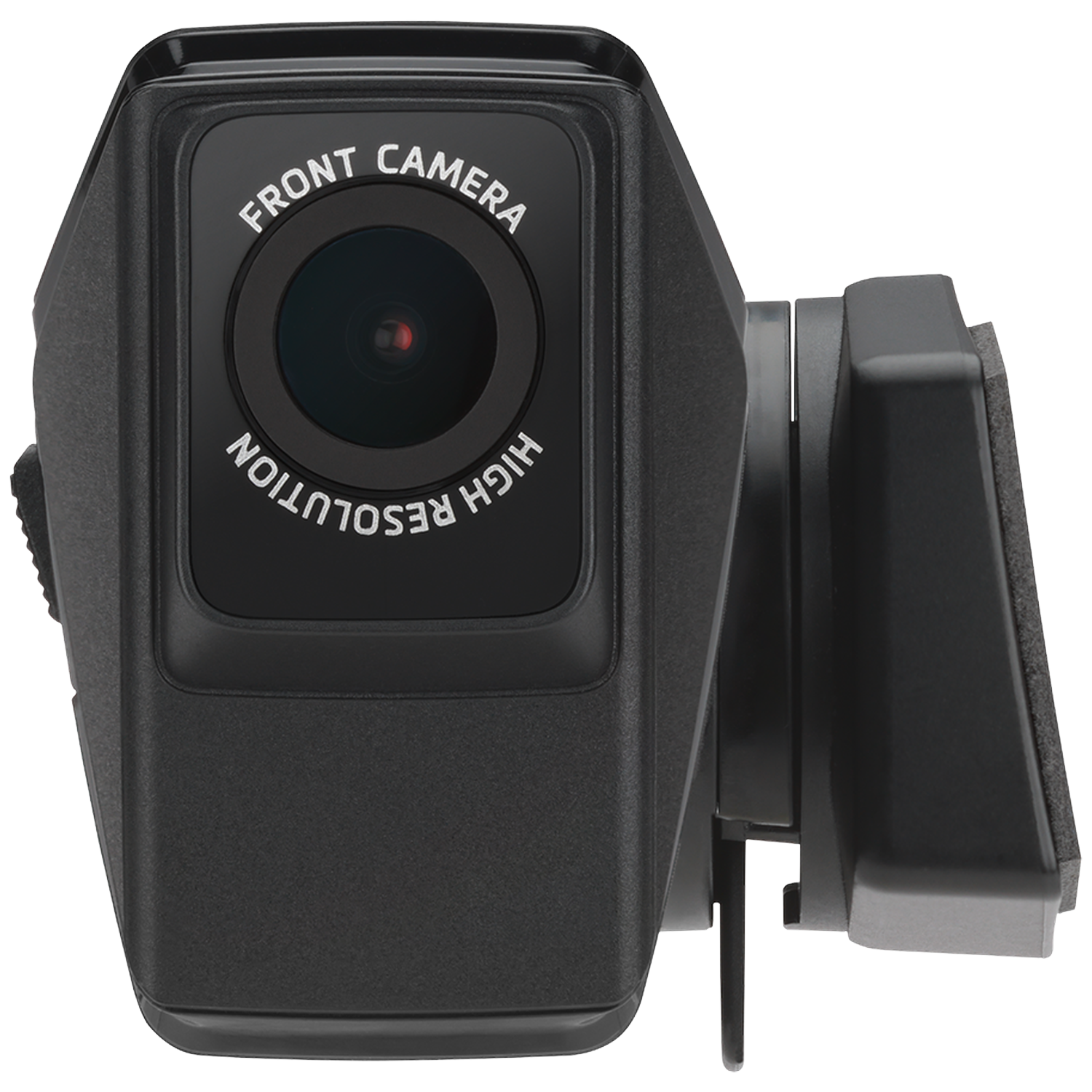 Zwarte frontcamera met opschrift "Front Camera" en "High Resolution".