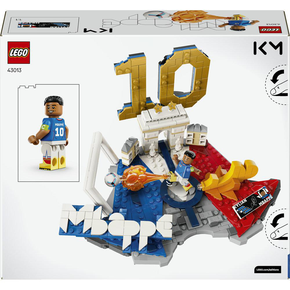 LEGO Set mit Kylian Mbappé, Torjubel und der Zahl 10.