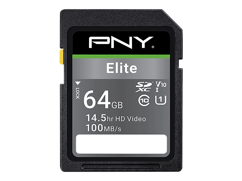 PNY Elite Klasse 10 U1 microSD-Flash-Speicherkarte, 64 GB; SD Flash Speicherkarte