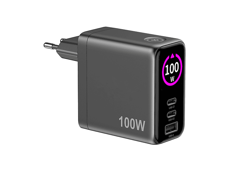 CARICABATTERIA CELLY Caricabatterie da viaggio 100W schermo integrato Nero
