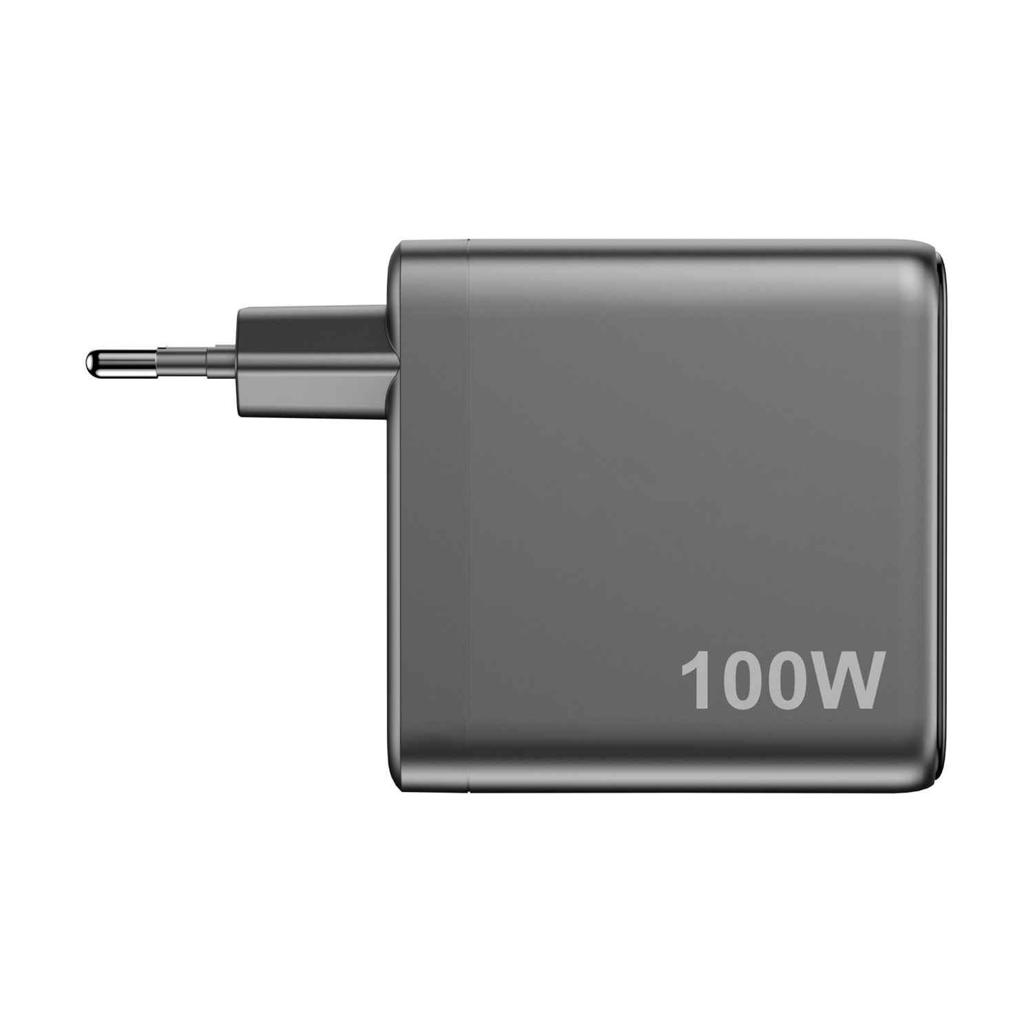 Adattatore di alimentazione grigio da 100W con pin pieghevoli.