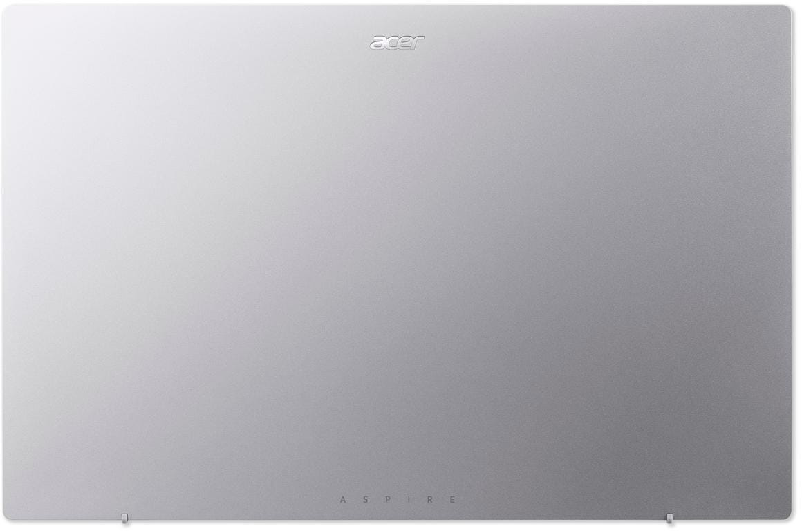 Ezüst Acer laptop Aspire logóval. Minimalista dizájn.