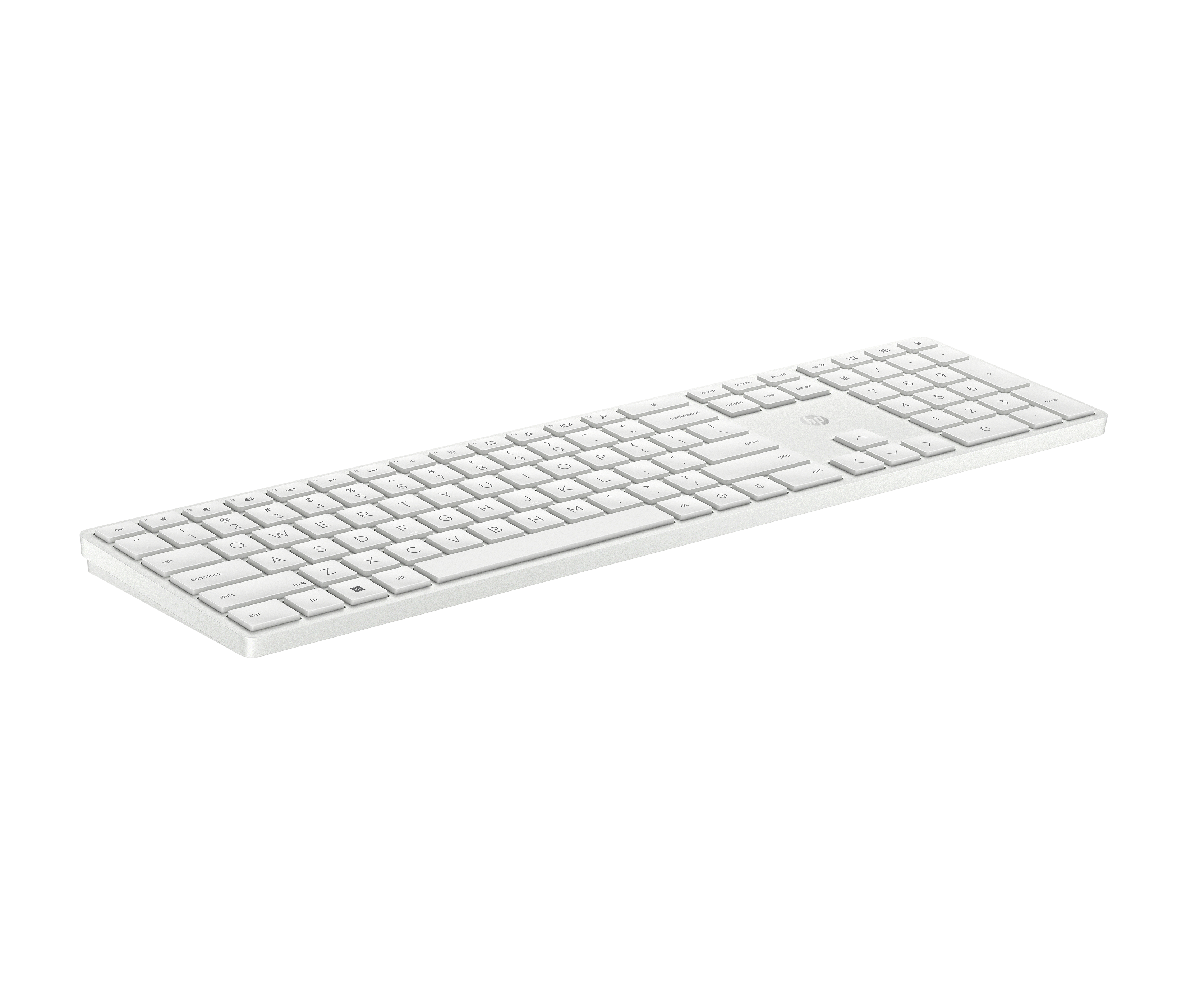 Ein weißes, schlankes kabelloses Tastatur-Layout mit Nummernblock.