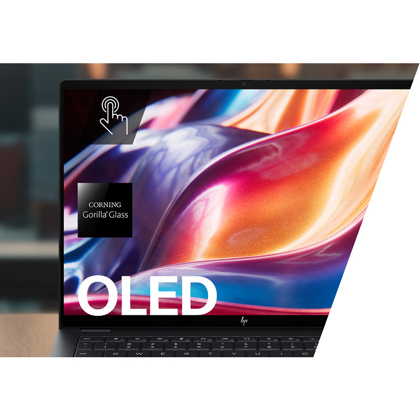 Laptop z kolorowym wyświetlaczem OLED i szkłem Corning Gorilla Glass.