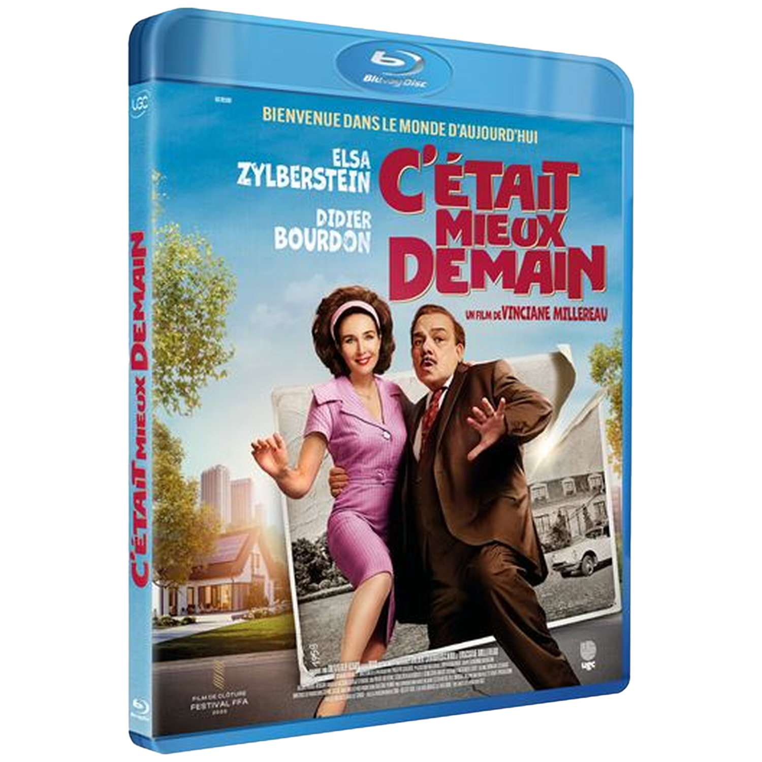 Blu-ray hoes met filmposter: Paar poseert voor een huis, titel: C'était mieux demain.