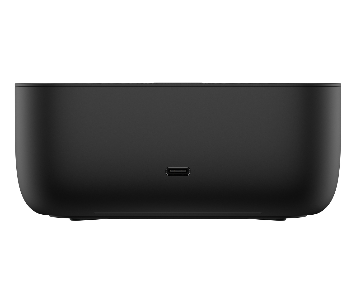 Un dispositivo rectangular negro con esquinas redondeadas y un puerto USB-C.