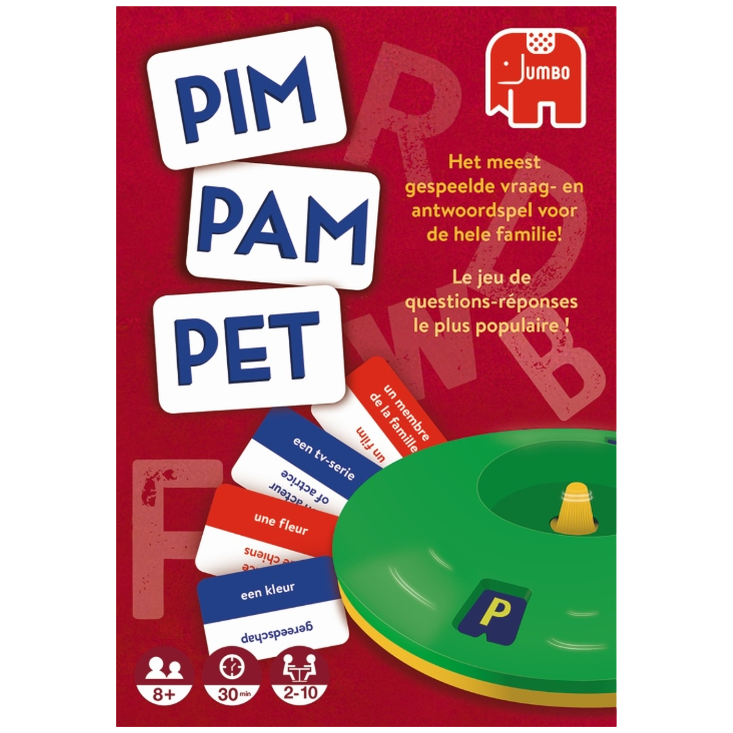 Speldoos met de woorden PIM, PAM, PET en een groene draaischijf.