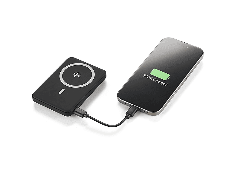 Powerbank - CellularLine Mag Stand, 5000 mAh, Inalámbrico, 20 W, Hasta 36h de carga, USB C, MagSafe, Negro