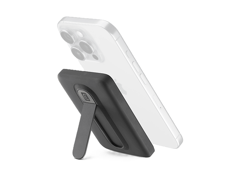 Powerbank - CellularLine Mag Stand, 5000 mAh, 20 W, Carga inalámbrica, USB C, Negro