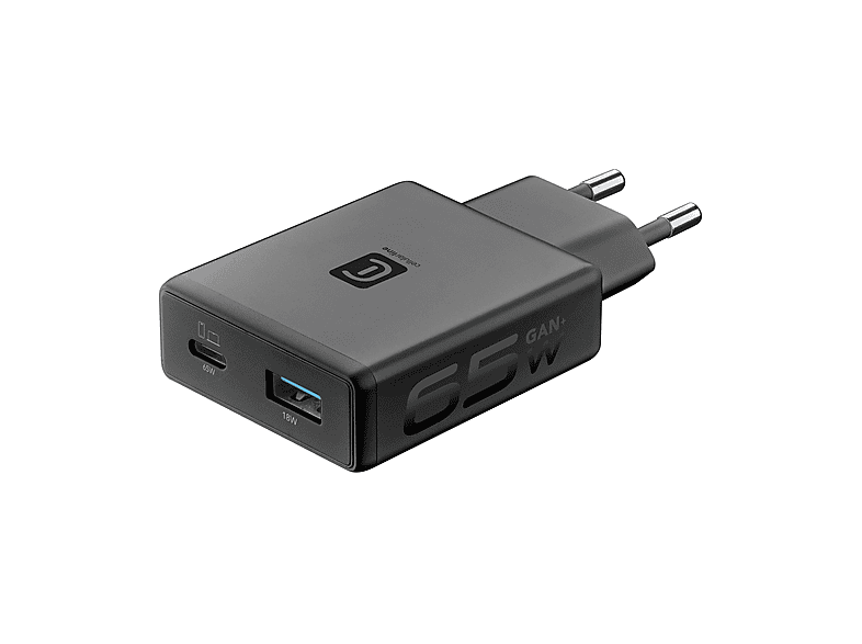 Cargador de pared - CellularLine Power Lite GaN+, 65 W, USB C, A, Universal, Slim, Negro – imagen 2