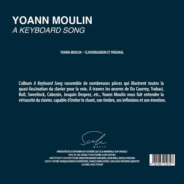 Albumcover mit dem Titel 'Yoann Moulin - A Keyboard Song' und Text.