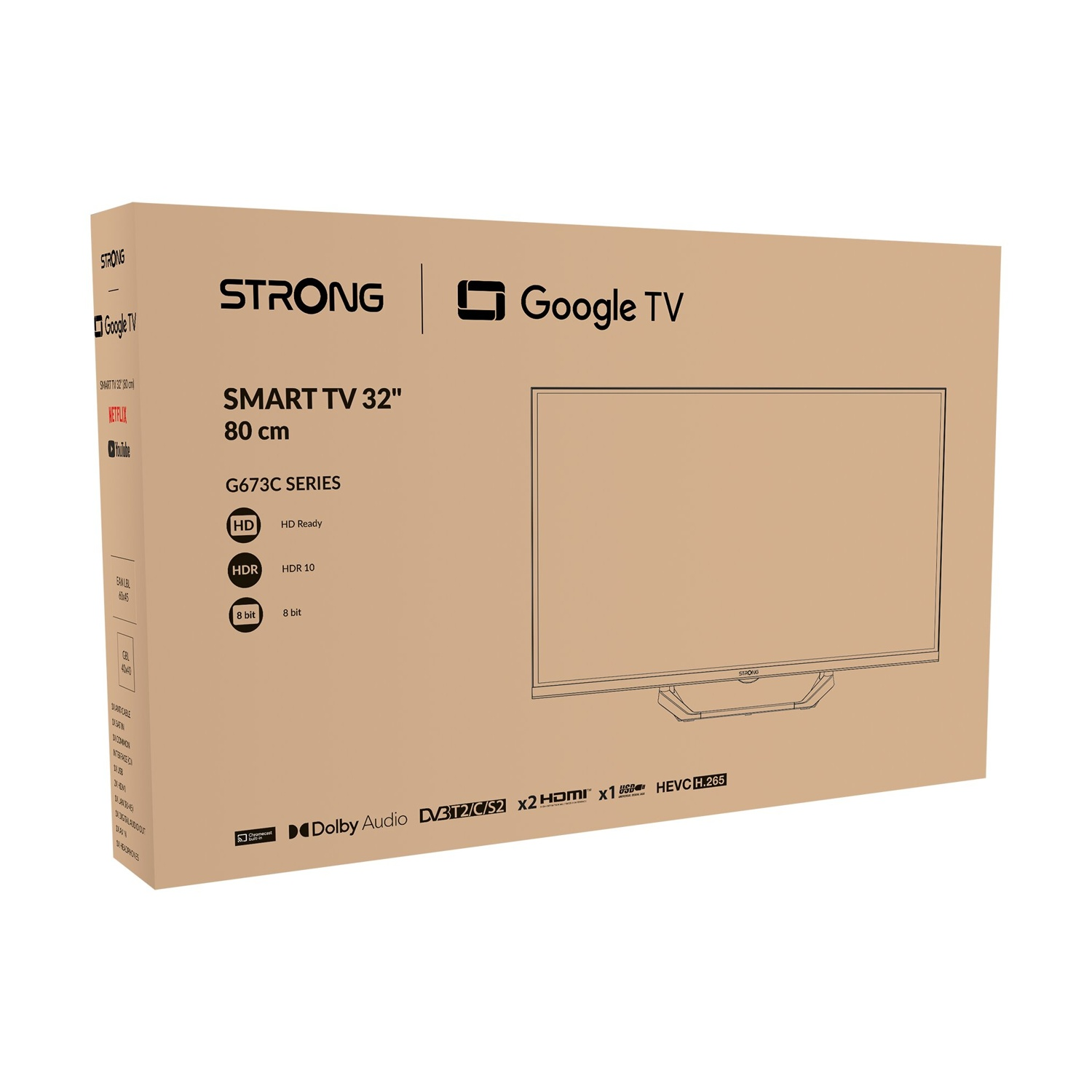 Scatola di Smart TV STRONG da 32 pollici con Google TV, HD Ready, HDR.