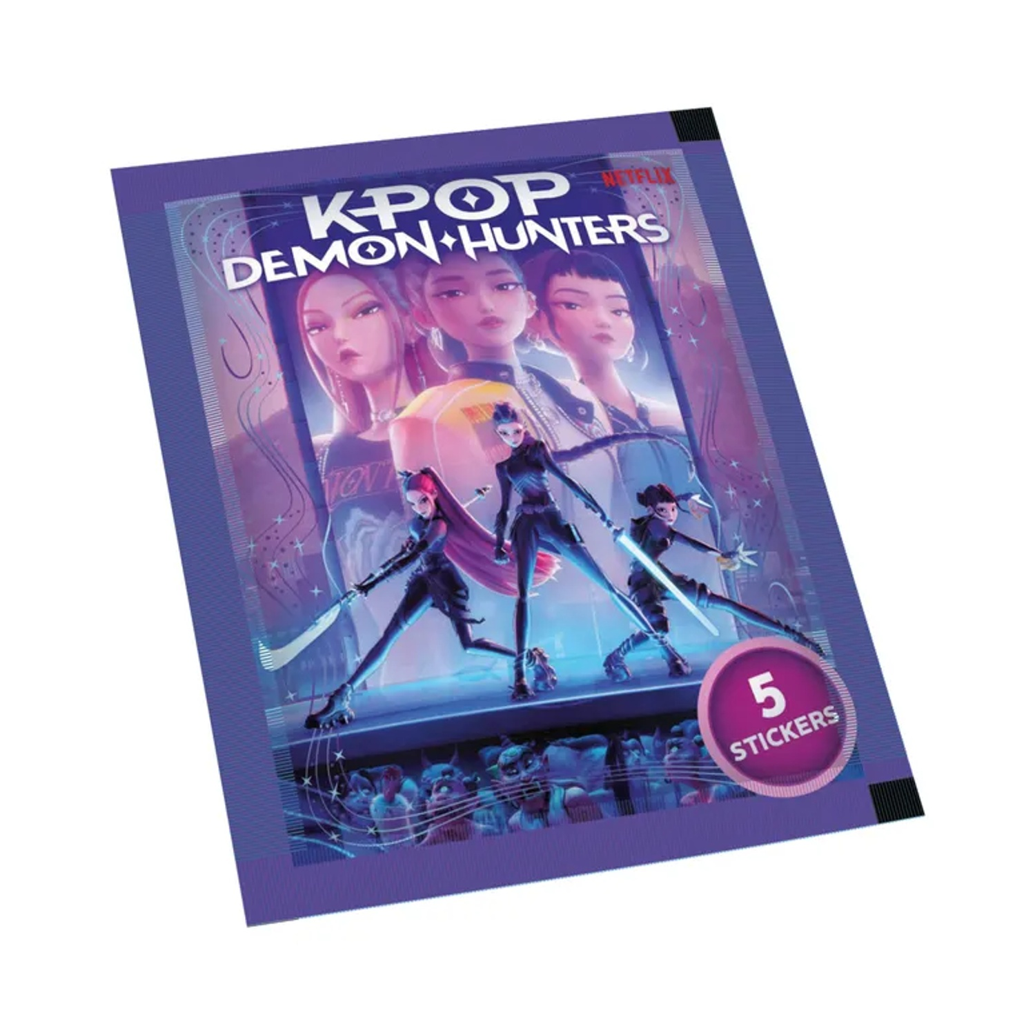Confezione di adesivi K-Pop Demon Hunters con 5 adesivi. Personaggi animati.