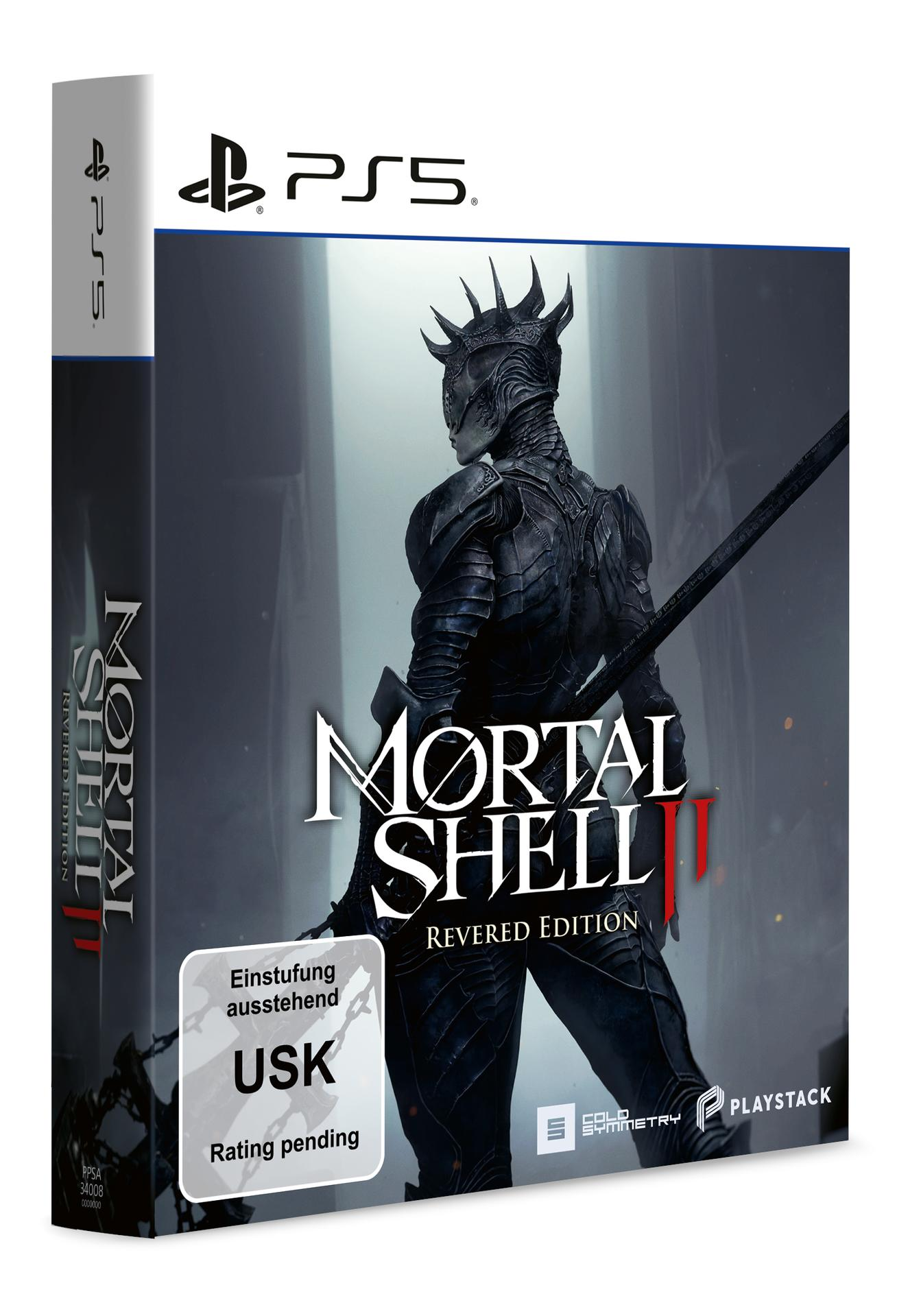 Cover eines PS5 Spiels: Mortal Shell. Eine dunkle Figur in Rüstung.