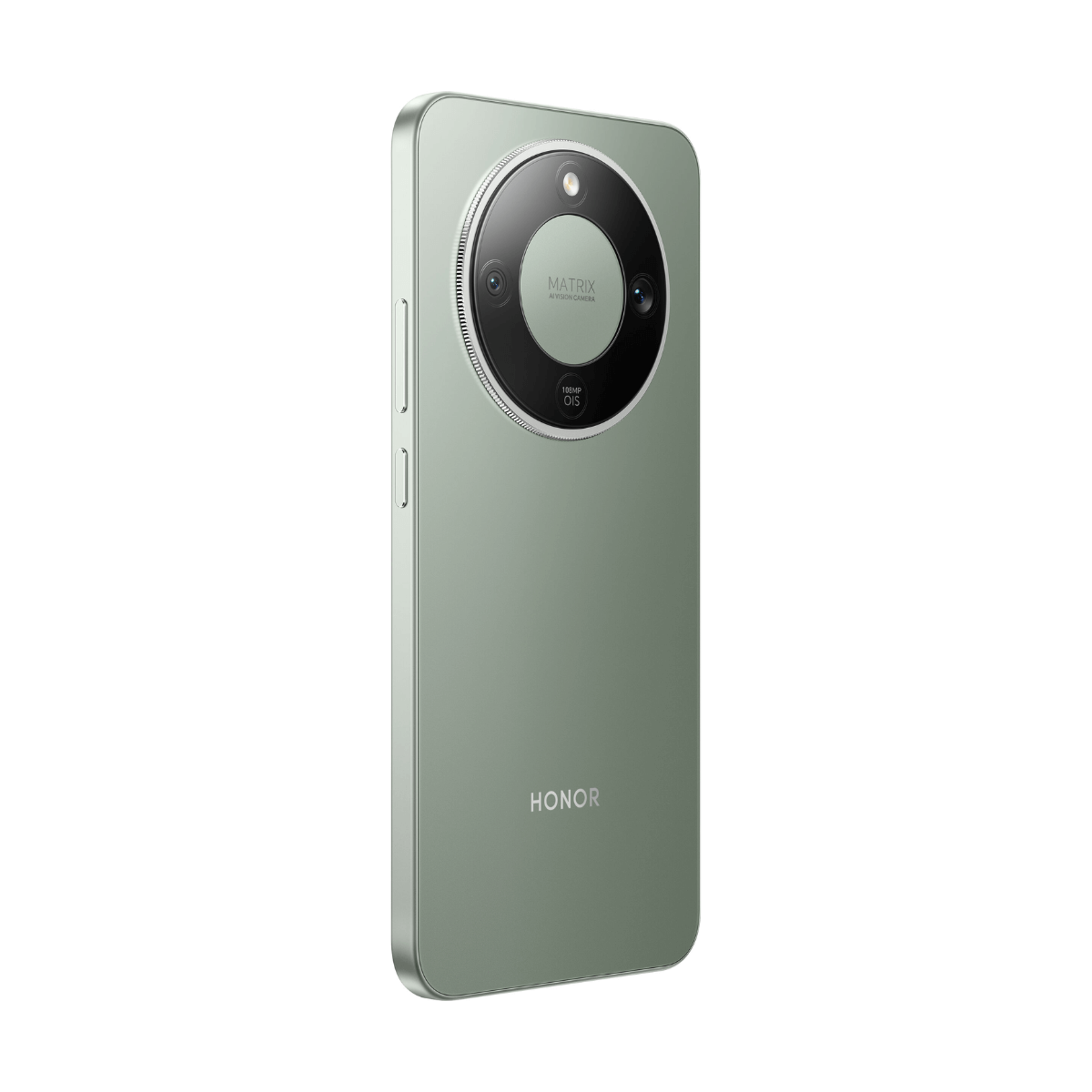 Un smartphone verde con triple cámara trasera y logo HONOR.