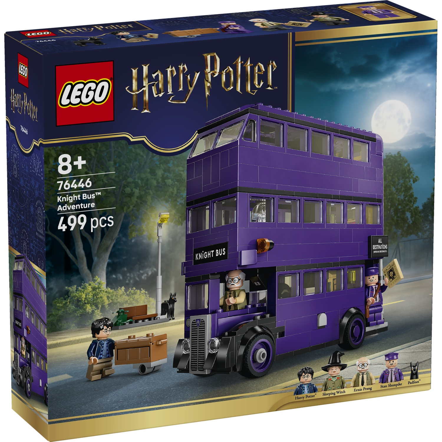 LEGO Harry Potter Knight Bus set with Harry, Stan, Ernie and Padfoot.