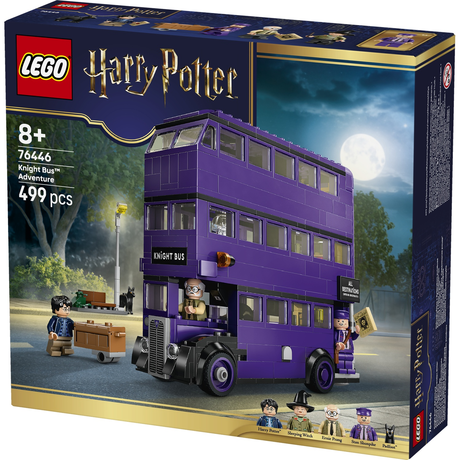 LEGO Harry Potter Knight Bus box with Harry, Ernie, Stan, and Padfoot figures.