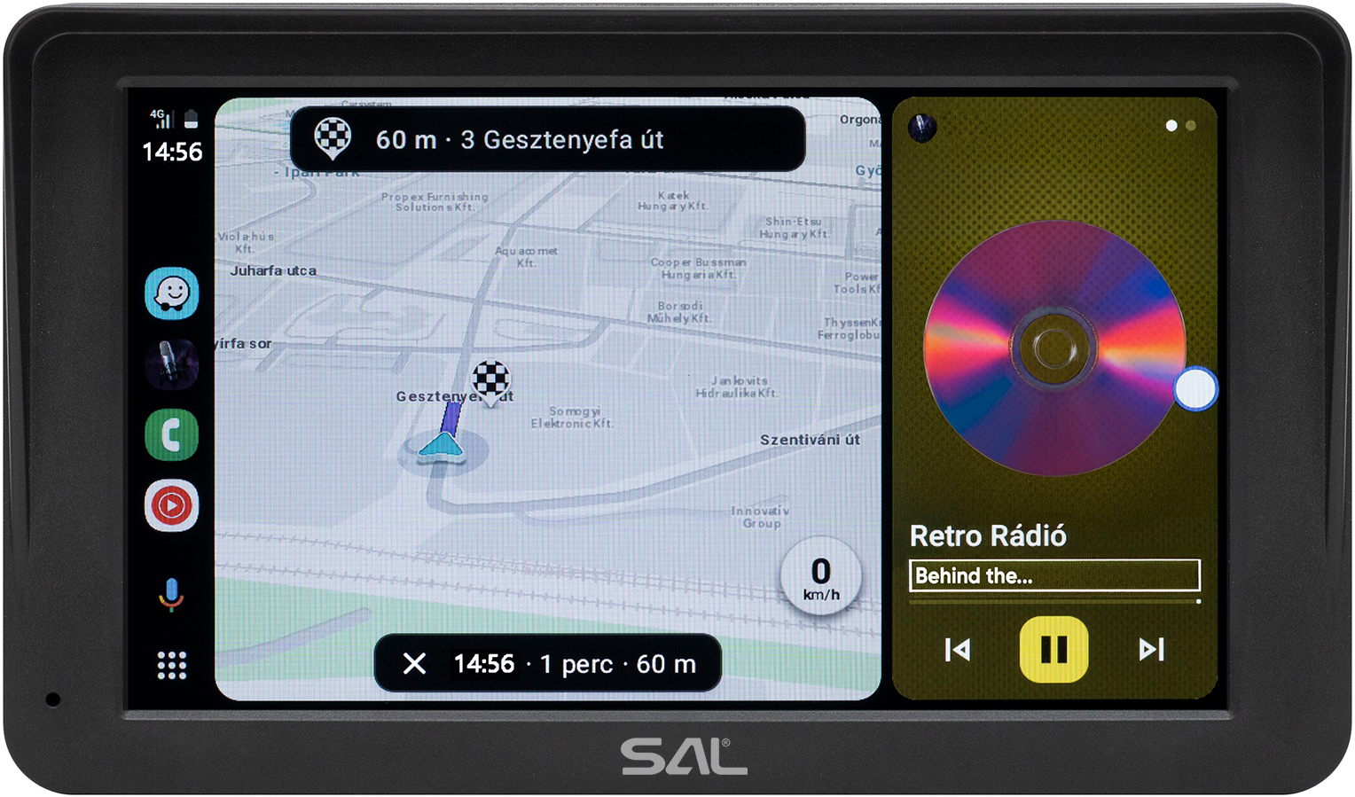 SAL CarPlay, 7” IPS LCD érintőképernyő, Android Auto, USB, microSD, Bluetooth, WiFi, beépített hangszóró (CARPLAY7)