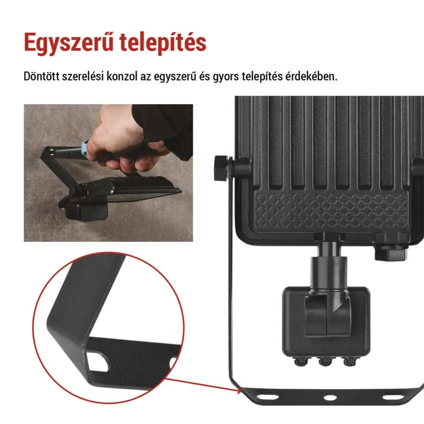 Egy kéz tart egy fekete tartót csavarhúzóval. Fém tartó közelképe.