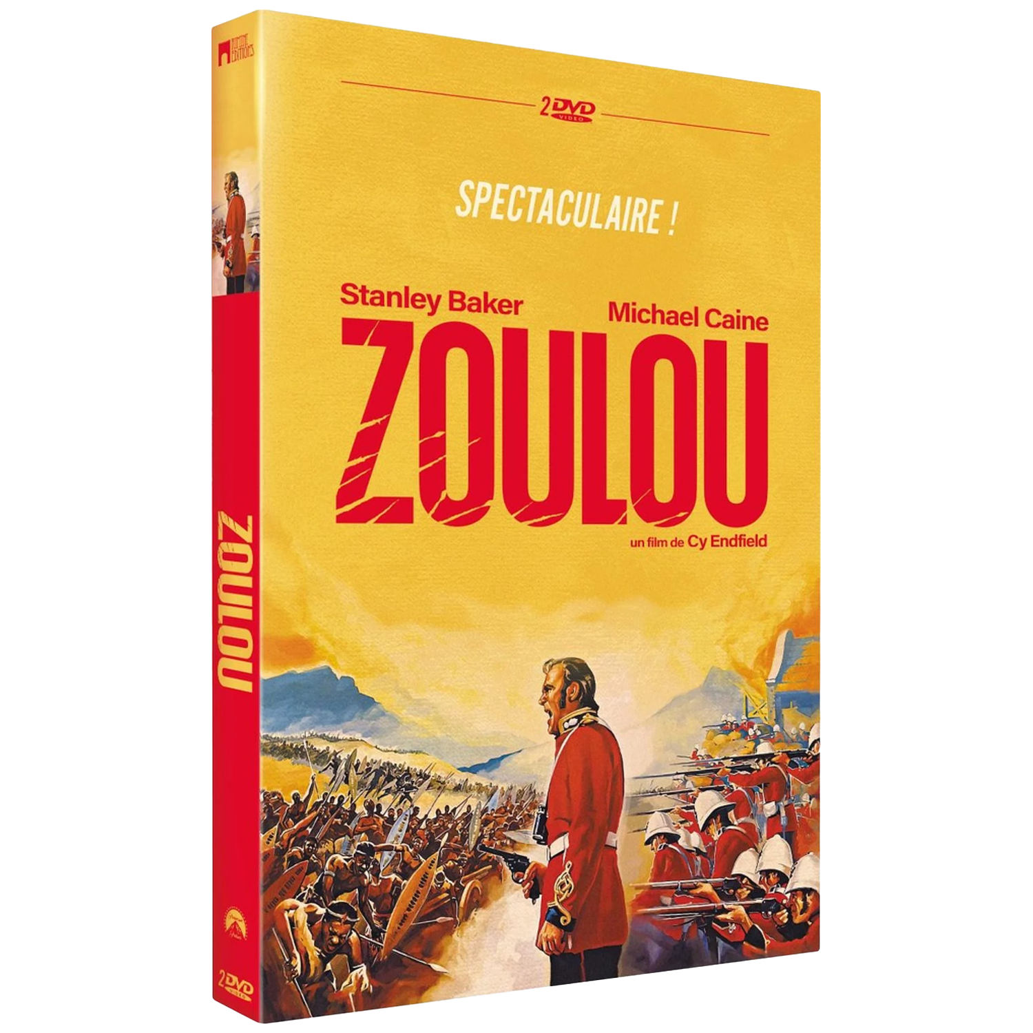Couverture DVD de Zulu, montrant une scène de bataille avec soldats et guerriers zoulous.