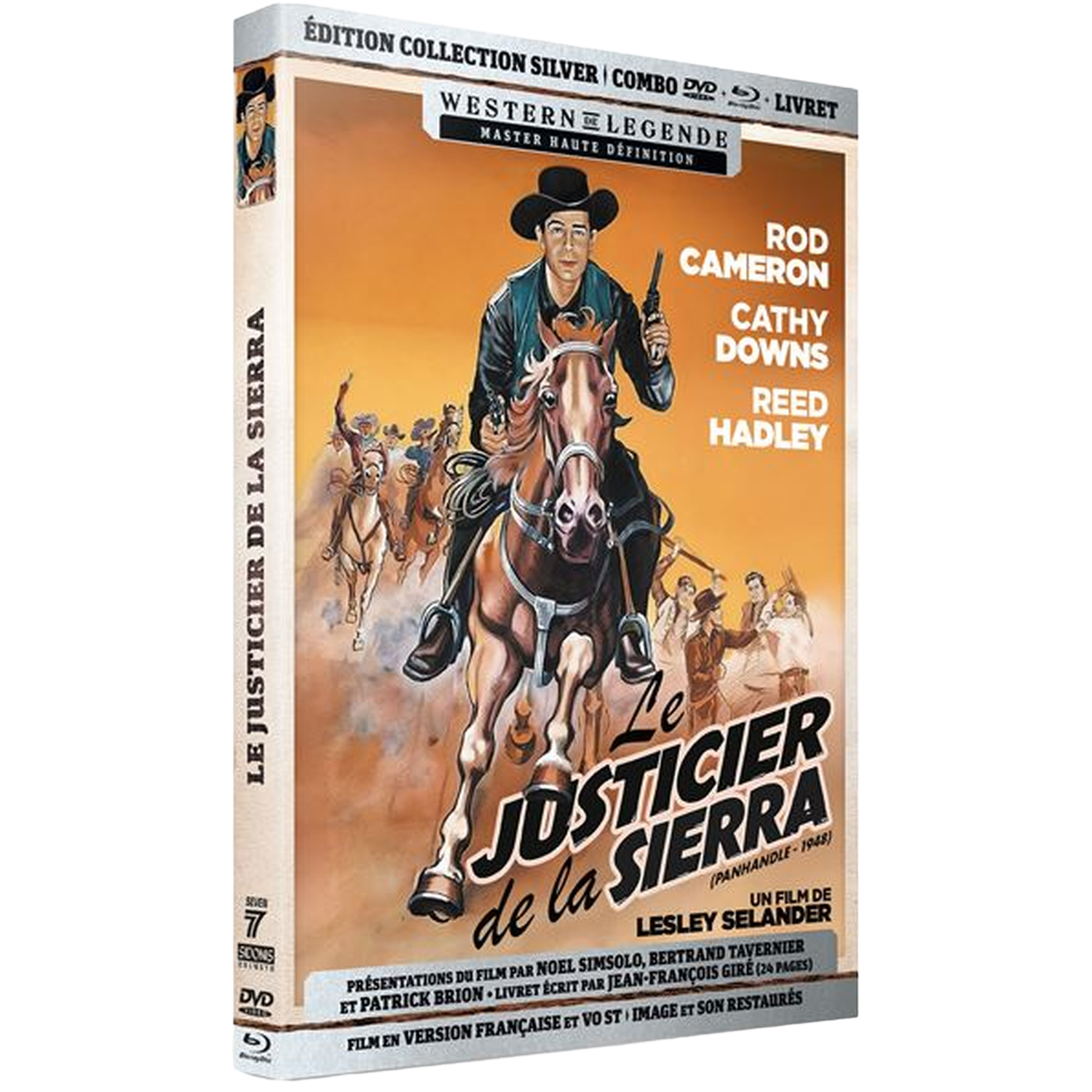 Western film DVD-hoes met cowboy te paard die een pistool vasthoudt.