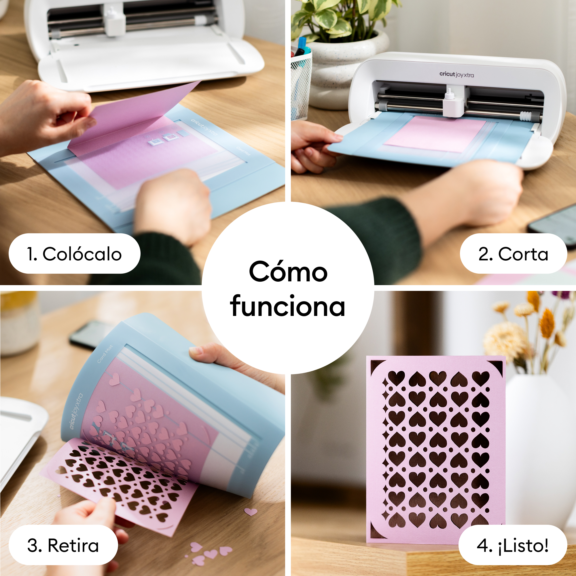 Paso a paso: Coloca la tarjeta, corta, retira y listo. Creación de tarjeta.