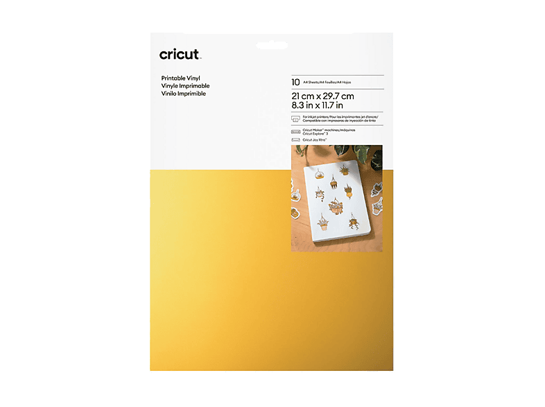 Accesorio para Plotter - Cricut Vinilo adhesivo imprimible, A4, Compatible con Maker, Explore, Joy Xtra, 2 y Venture