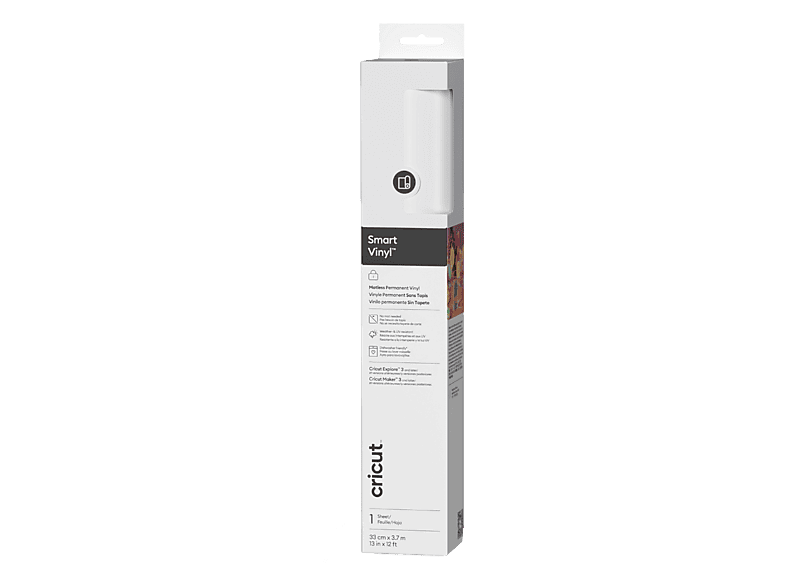 Accesorio para Plotter - Cricut Vinilo permanente Smart Vinyl™ sin tapete de corte (3,7 m), Resistente al Agua y a la Luz UV, Blanco