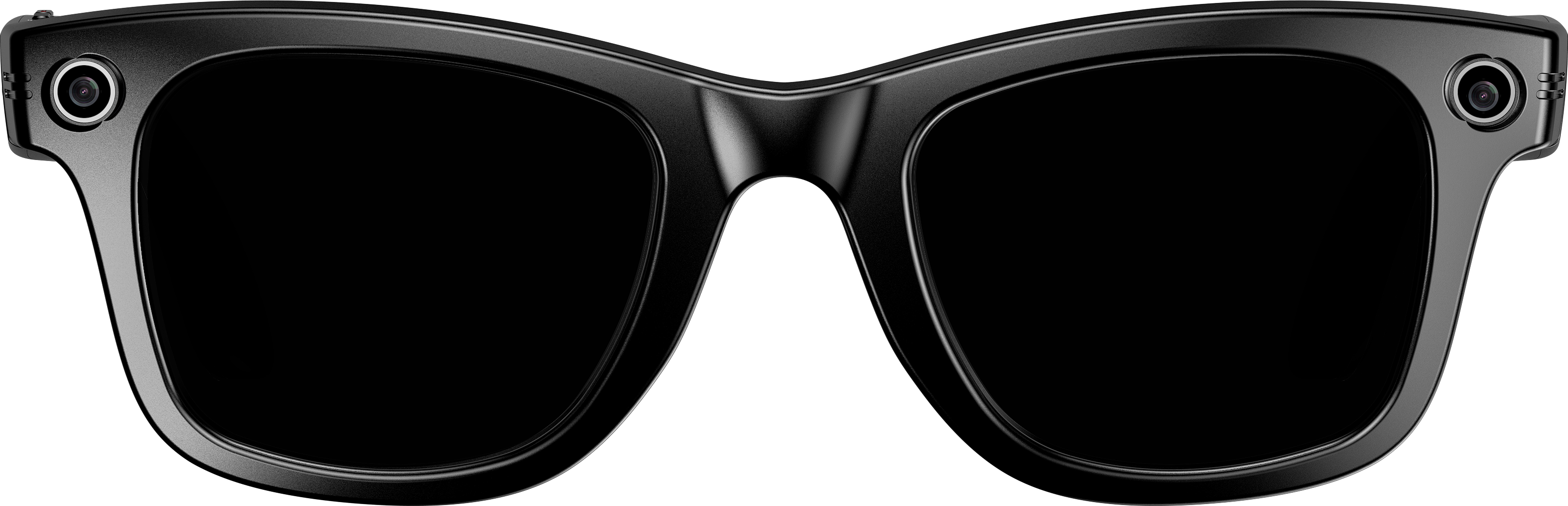 Schwarze Sonnenbrille mit Kameras auf beiden Seiten.