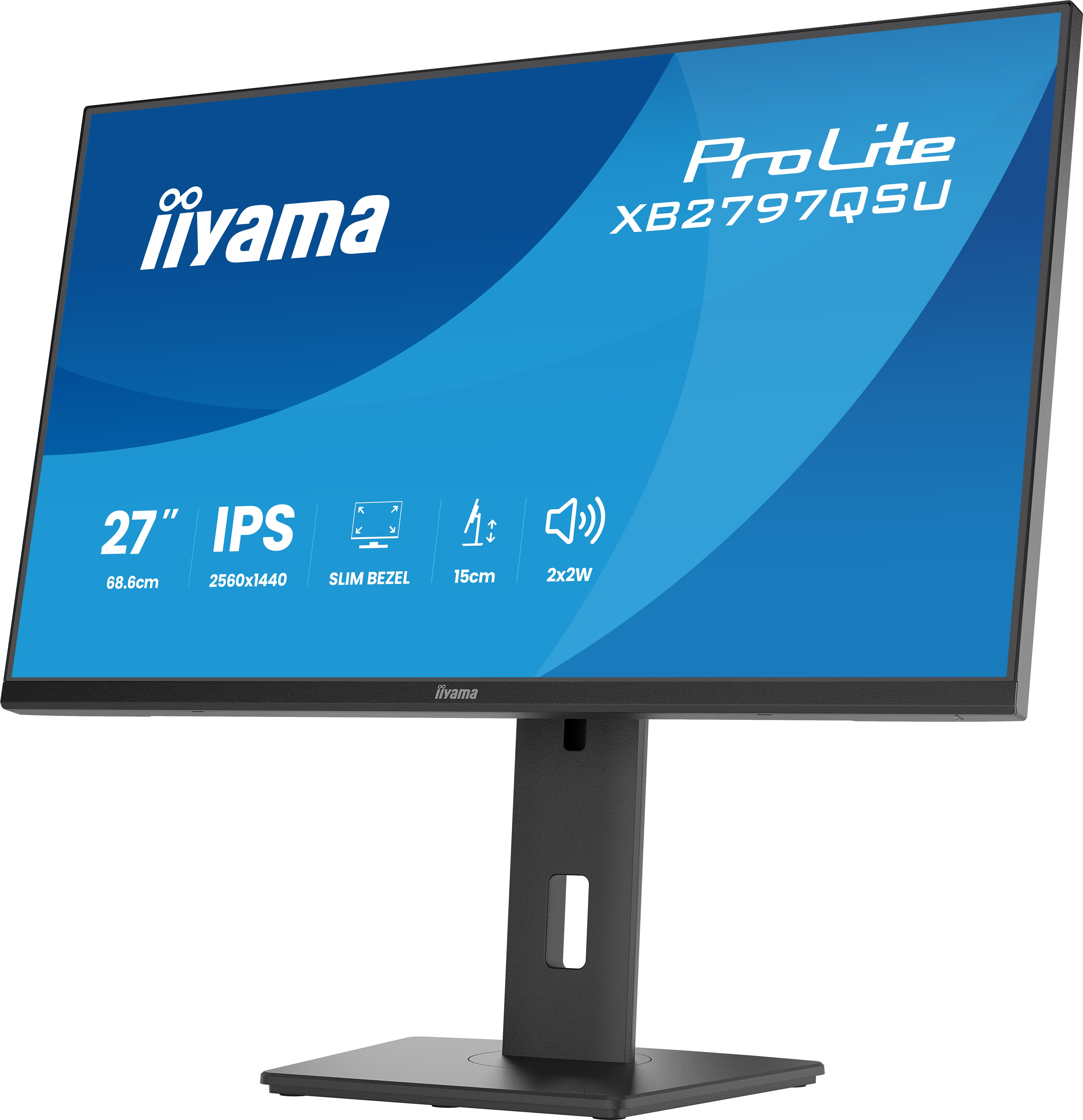 Ein schwarzer Monitor mit iiyama-Logo und "ProLite XB2797QSU"-Schriftzug.