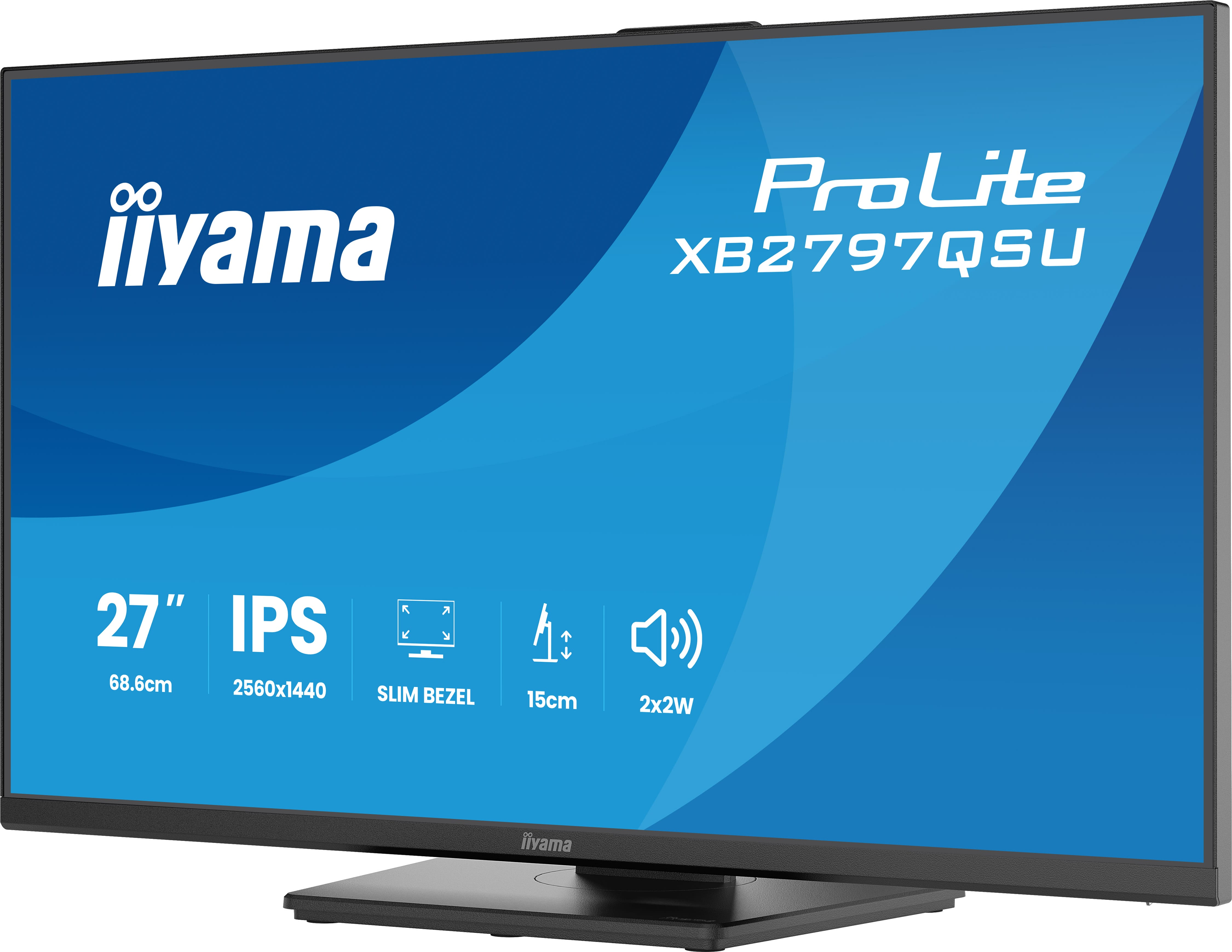 Ein 27-Zoll-IPS-Monitor mit schlankem Rahmen und 2560x1440 Auflösung.