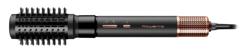 Czarna i różowo-złota szczotka do włosów z włosiem.