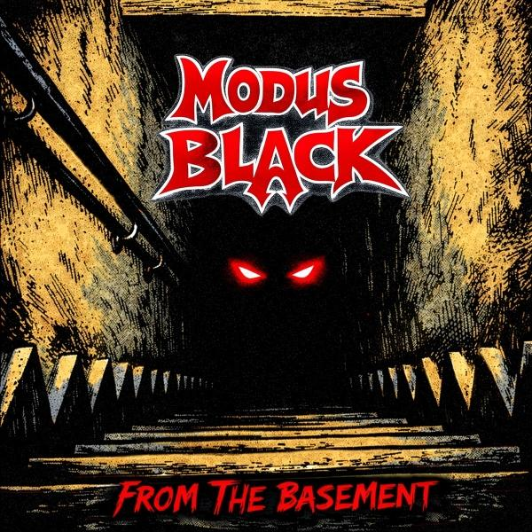 Modus Black Albumcover: Dunkler Gang mit roten Augen, Schriftzug oben und unten.