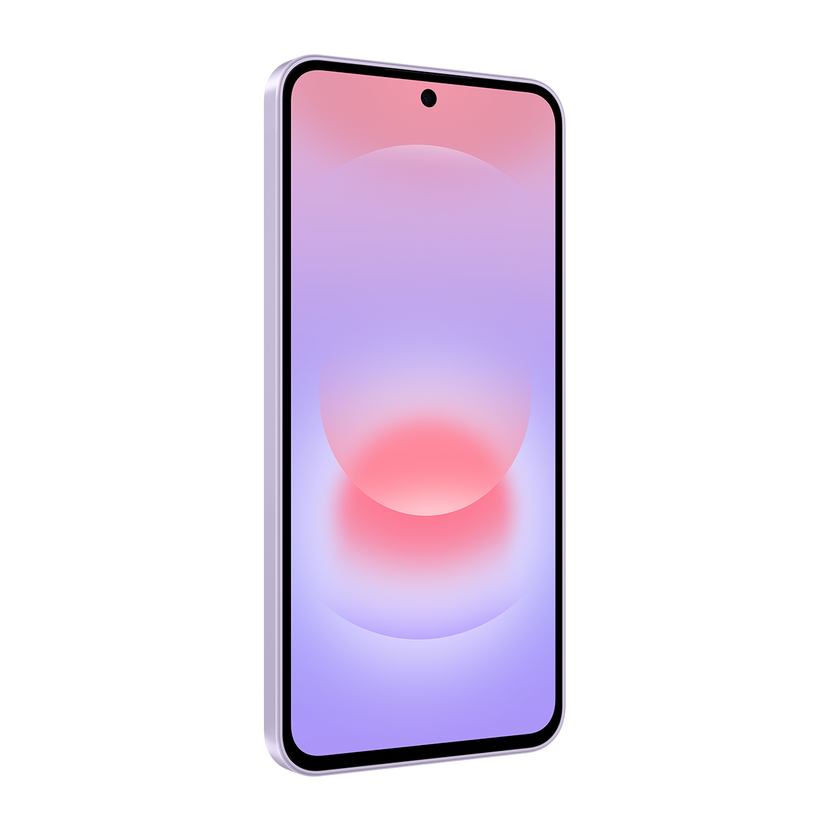 Mor ve pembe gradyan arka plana sahip şık bir akıllı telefon.