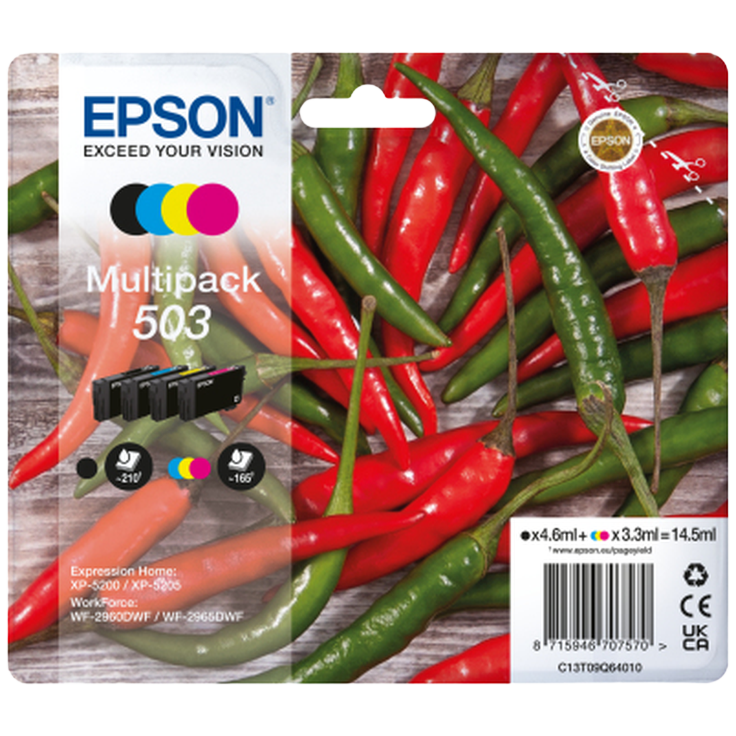 Epson Multipack 503 inktcartridges voor rode en groene pepers.