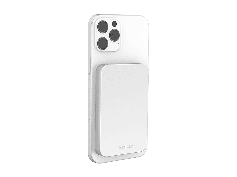 POWER BANK MAGSAFE CELLY Matching color Wireless Powerbank 5000 mAh 15W mAh, Bianco