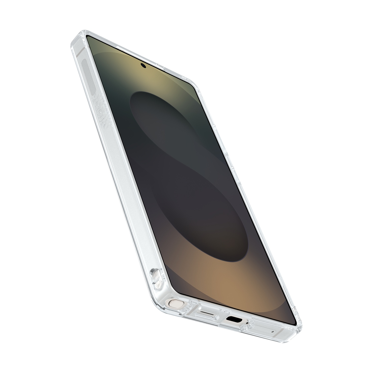 Una custodia trasparente per telefono con uno smartphone all'interno.
