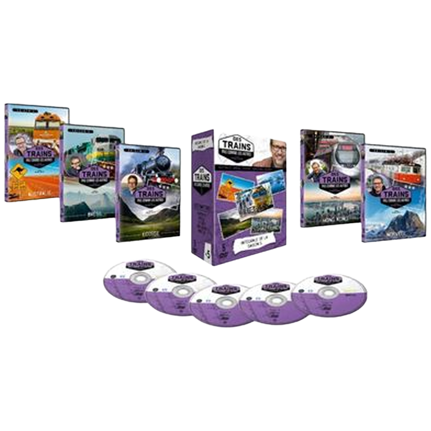 Dvd-collectie met treinen en landschappen. Bevat schijven.