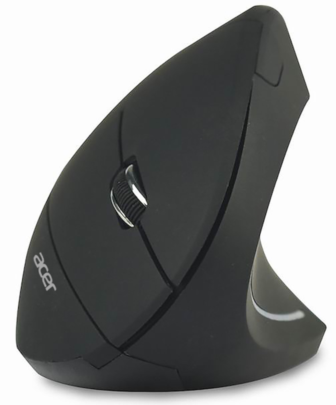Ratón vertical negro con logo de Acer y rueda de scroll.