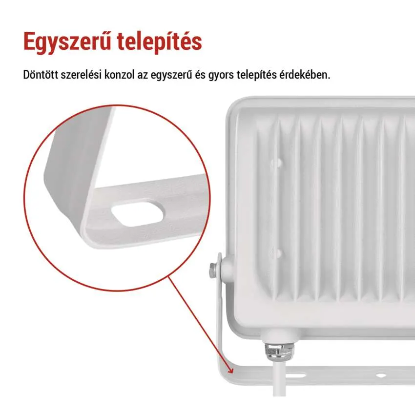 Fehér tartó részletfotója lyukkal a reflektorhoz.