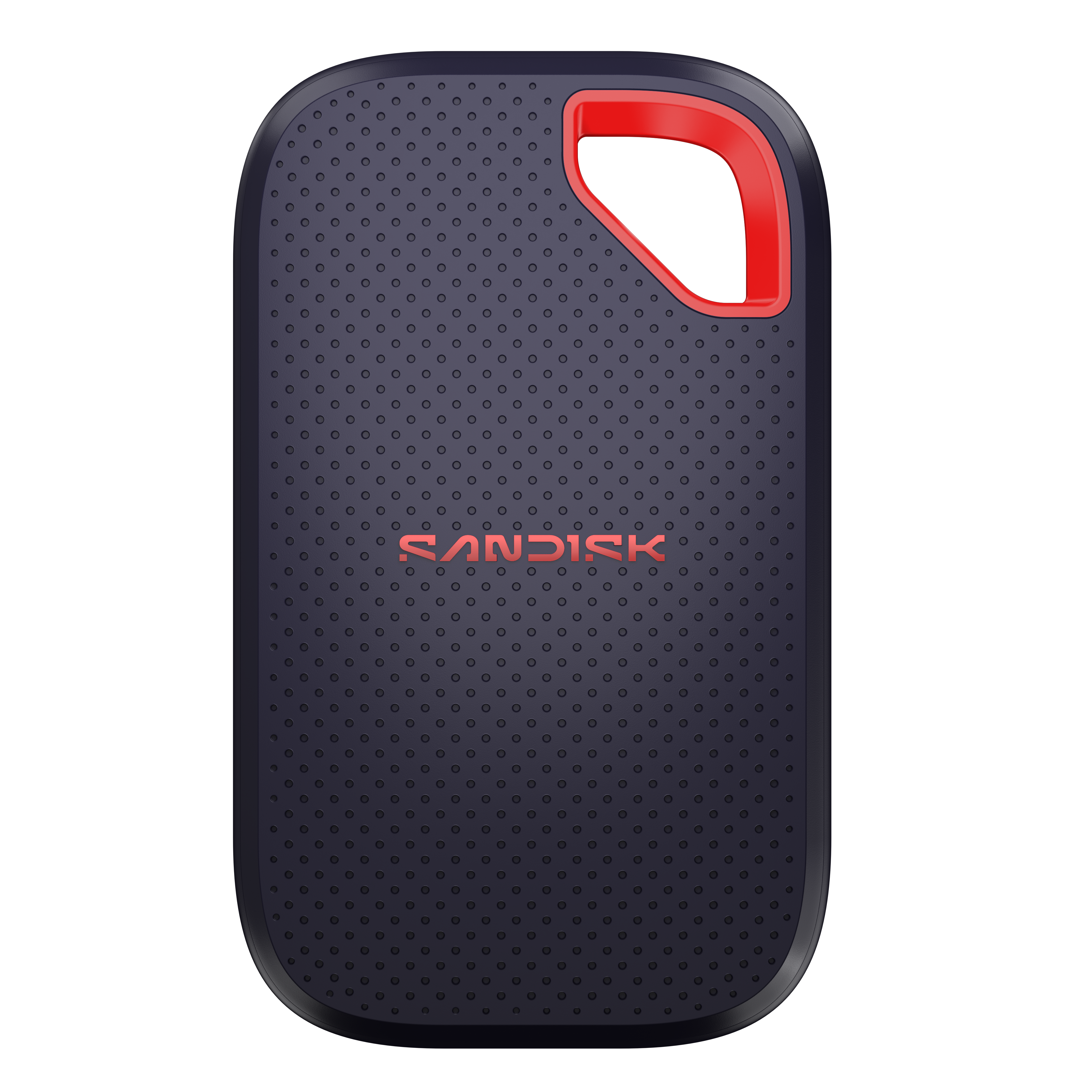 Dunkelgraues Laufwerk mit roten Akzenten und Sandisk-Logo.