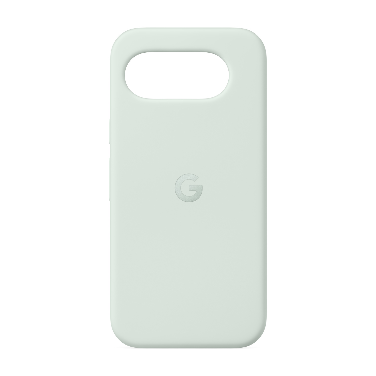 Custodia verde menta chiaro per Google Pixel con ritaglio superiore e logo Google.