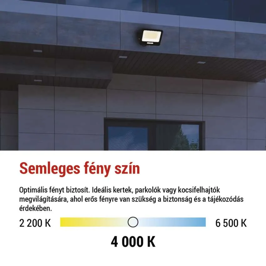 Kültéri lámpa falon, 2200K-6500K színhőmérséklet skálával.