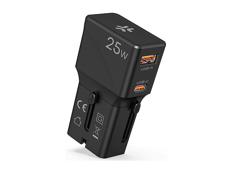 CARICABATTERIE CELLY Adattatore Slim da Viaggio Universale 25W Nero