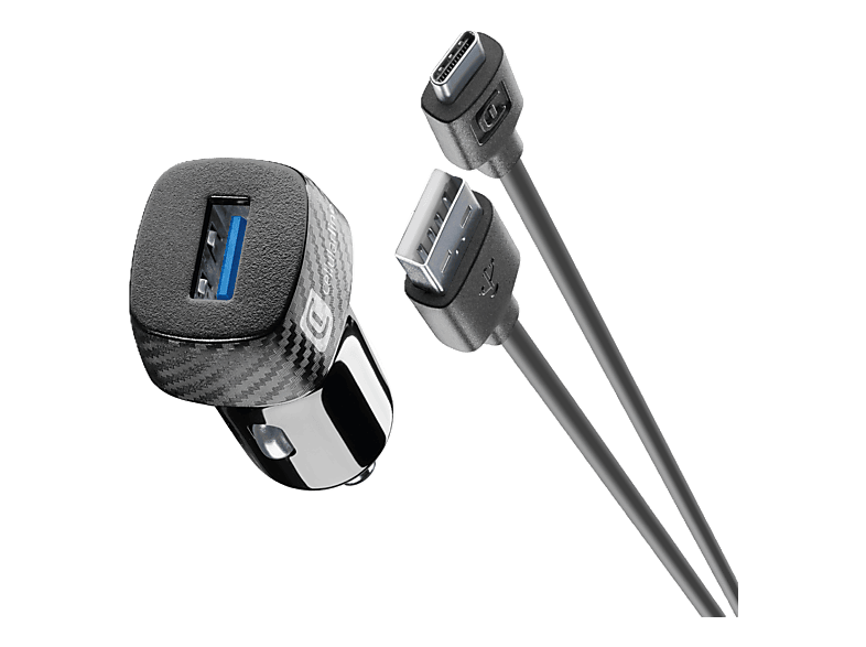 Cargador coche - CellularLine Car Charger Kt 18W, Carga rápida, Universal, Negro