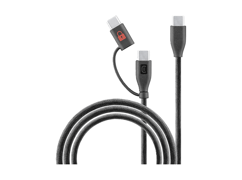 Cable USB - CellularLine Data Security C, 65 W, blocker, Universal, Negro