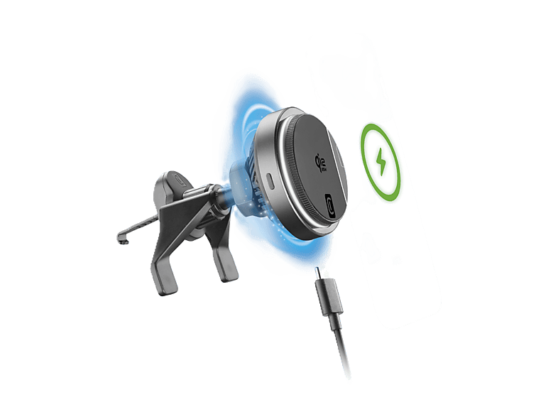 Soporte cargador magnético - CellularLine Freeze Mag Qi2.2, Carga inalámbrica 25 W, Negro