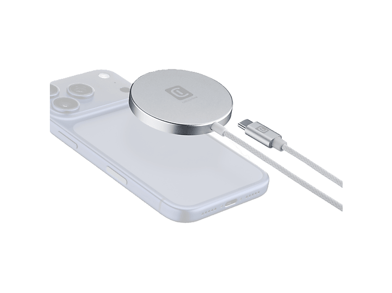 Cargador móvil inalámbrico - CellularLine Mag Pad Qi2.2 25W, Universal, Blanco