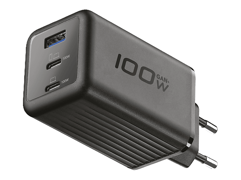 Cargador de pared - CellularLine ACH GaN+ 3 Puertos 100W, Universal, Negro