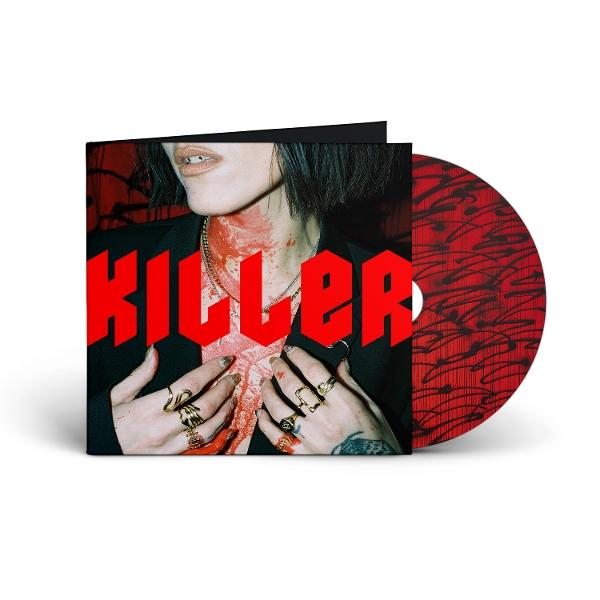 CD-Cover mit rotem Schriftzug "KILLER" und einer Person mit blutigen Flecken.